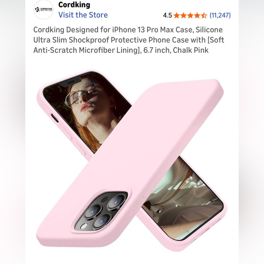 CordKing Chalk Pink Silicone Case for iPhone 13 Pro Max - EUC